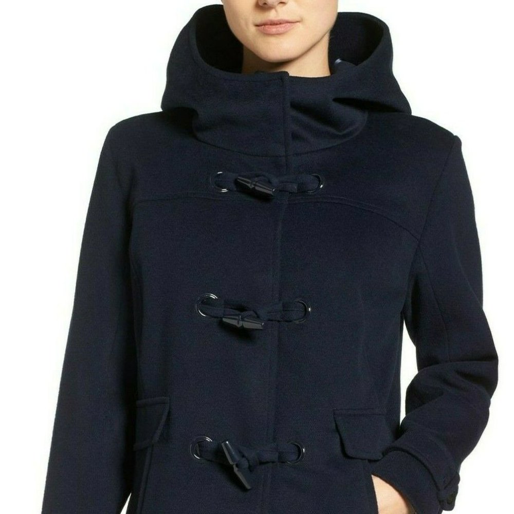 Pendleton Roslyn Waterproof Lambswool Blend Hooded Coat: Navy Blue